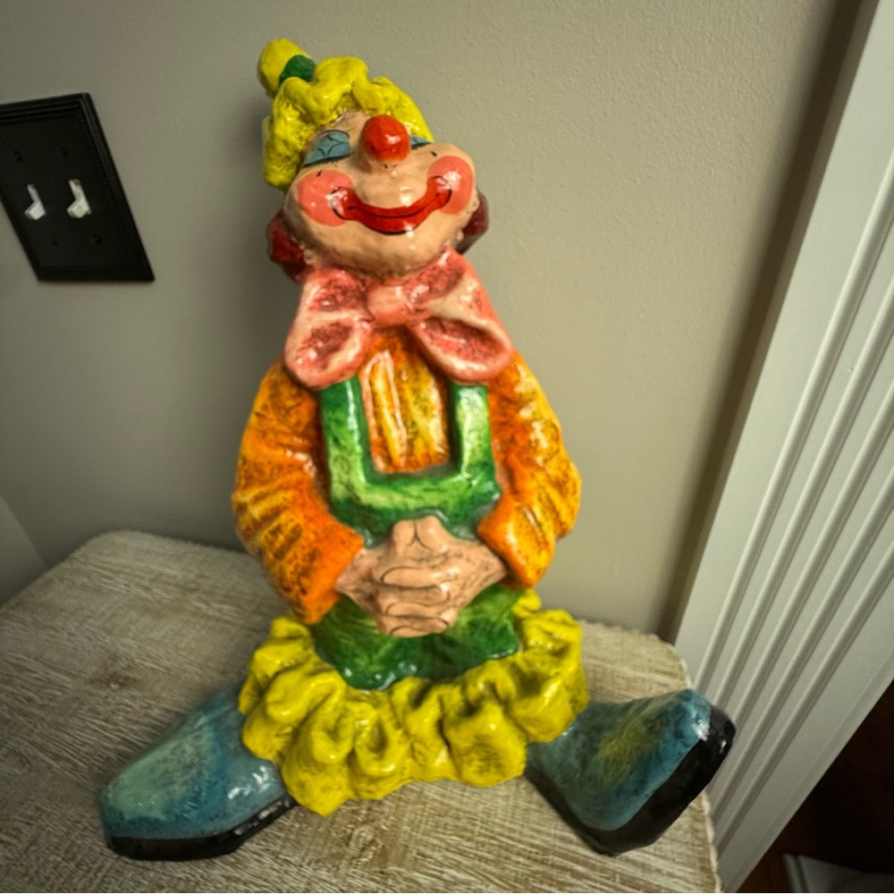 Vintage, Paper Mache, Clown, Mexico, Handmade by Alvarez, Mexican Folk Art